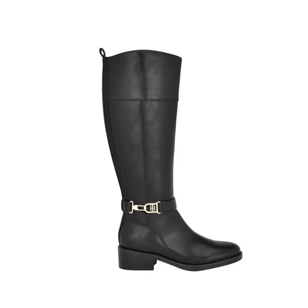 Tommy Hilfiger Ionni Faux Leather Black Riding Boot Knee High 5.5 NIB Equestrian